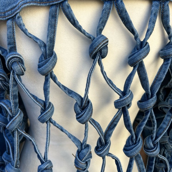 NWT Fashion Nova Dream Catcher Denim Jacket Fringe Tassels Size M - Picture 12 of 16